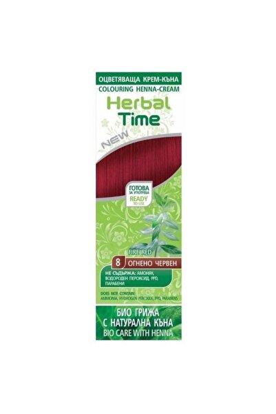 Rosa İmpex Herbal Time Hair Color Cream Based on Henna, Shade 8 Fire Red, 75ml