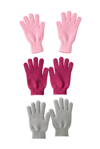 ribac 3 Çift Banyo Kese Peeling Eldiveni – Vücut Kesesi Duş Eldiveni (Pembe-F...