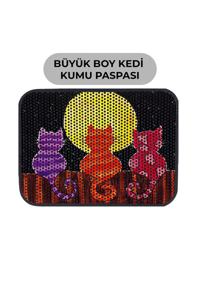 Leventextile Büyük Boy Renkli Desenli Elekli Kedi Tuvalet Önü Paspası 80 X 60 Cm