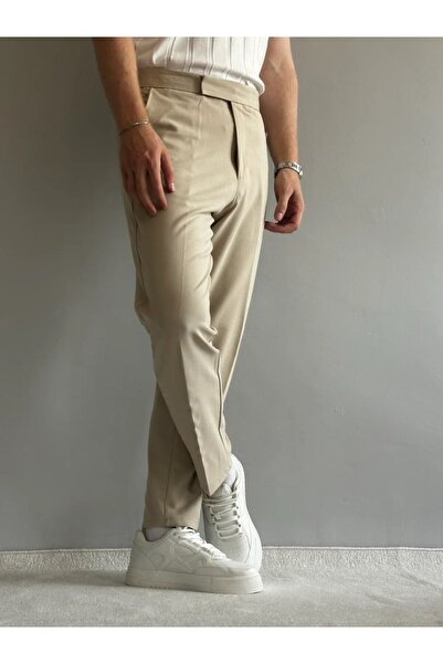 BASEL.CO بنطلون من القماش المريح ذو خصر مرن مع أزرار مخفية