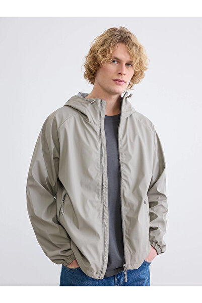 LC Waikiki Xside Khaki Standard Mold Hooded Men's Raincoat