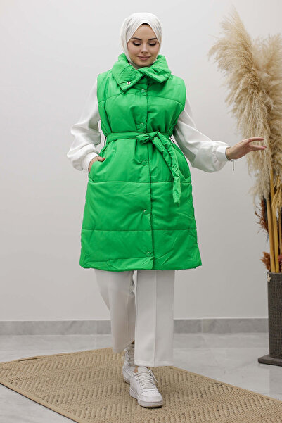 Tesettür Dünyası Snap Fastener Inflatable Vest Tsd260125 Green
