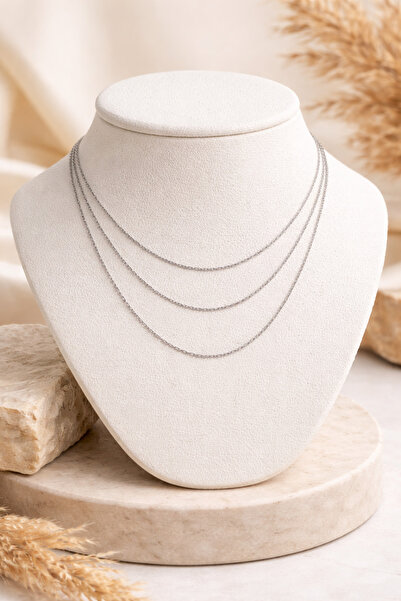 ALEYKA 316L Stainless Steel Ghost Silver Color Thin Chain 3-Piece Necklace (4...