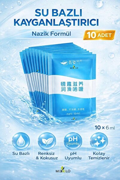 Mimlo Su Bazlı Kayganlaştırıcı Jel 10 Adet | Gizli Paket | Renksiz Kokusuz | 6 ml