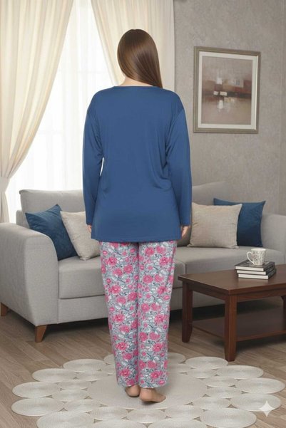 Asel Büyük Beden Likralı Penye Pijama Takımı