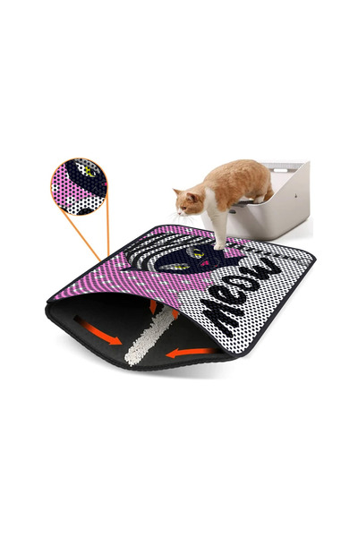 Leventextile Renkli Desenli Elekli Kedi Tuvalet Önü Paspası 45 X 60 Cm