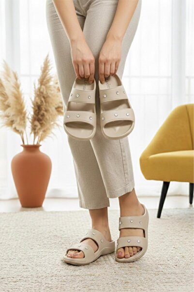 Oksit Lovi Z031 Sparkling Stone Detailed Double-Strapped Women's Comfort Slip...