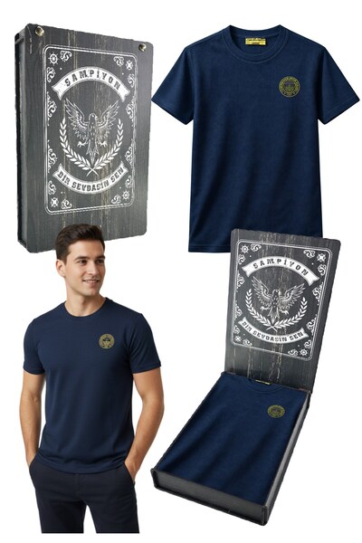 Fenerbahçe تي شيرت رجالي من نوع TRİBÜN WAFFLE مع صندوق هدايا بالليزر