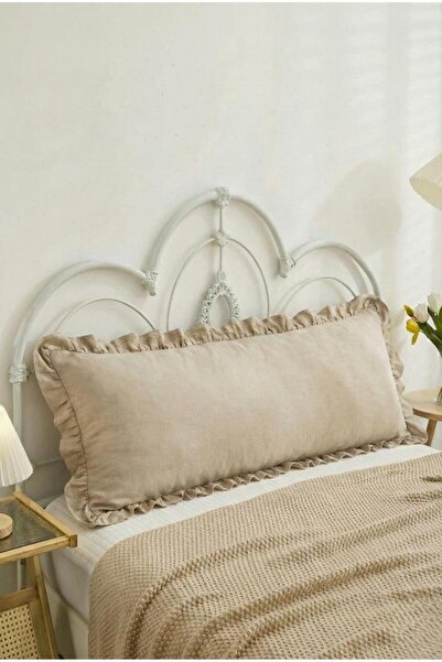 ALTINPAMUK Husă de pernă lungă bej cu volane 50x135 cm