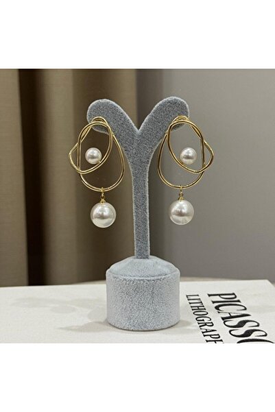 Rüya Pearl Detail Geometric Earrings