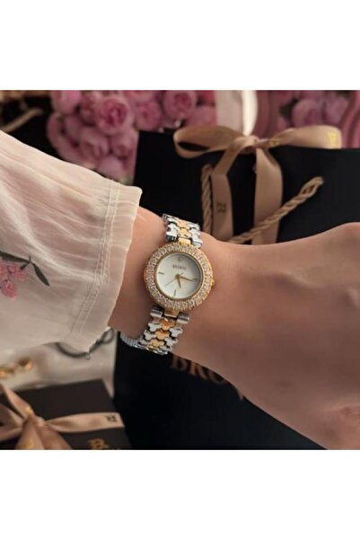 Brosia Women's Zircon Stone Watch with Mother of Pearl Dial