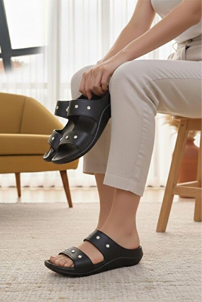 Oksit Lovi Z031 Sparkling Stone Detailed Double-Strapped Women's Comfort Slip...