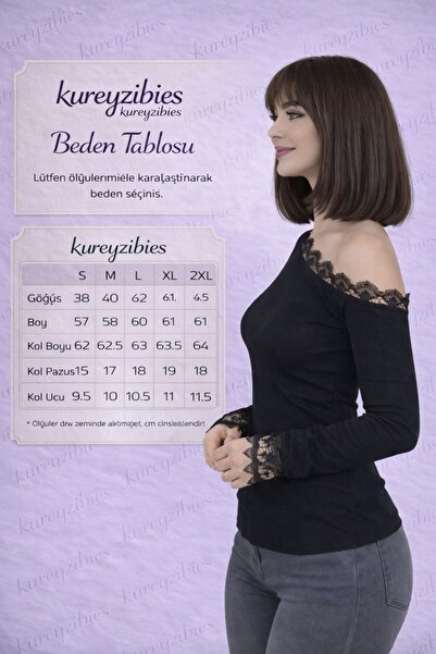 Kureyzibies Women's Lace Detailed Boat Neck Blouse