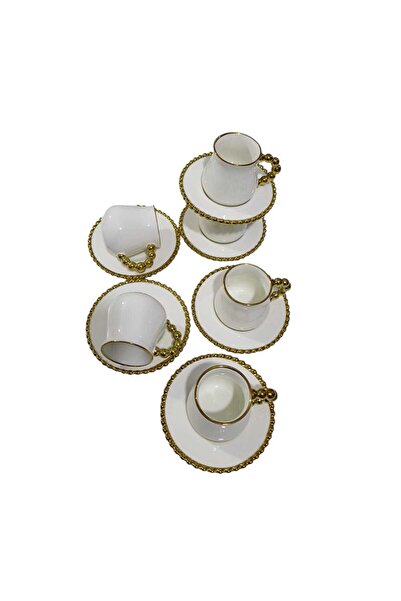 Paçi PUNTOLA 6 Kişilik Kulplu Porselen Kahve Fincan Takımı 12 Parça POR-101753