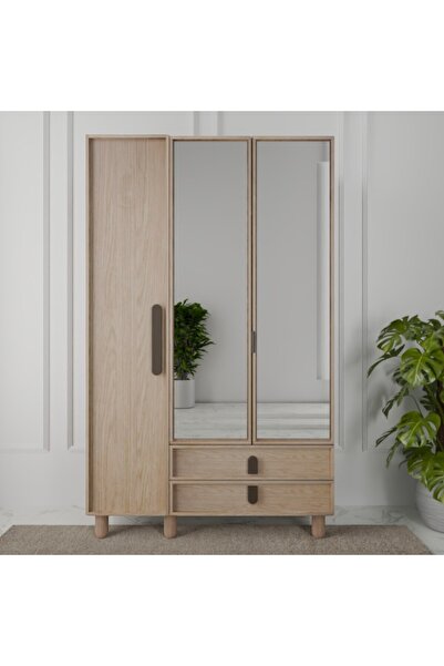 Flances Newton ayaklı tasarım aynalı 3 kapak MDF Gardırop