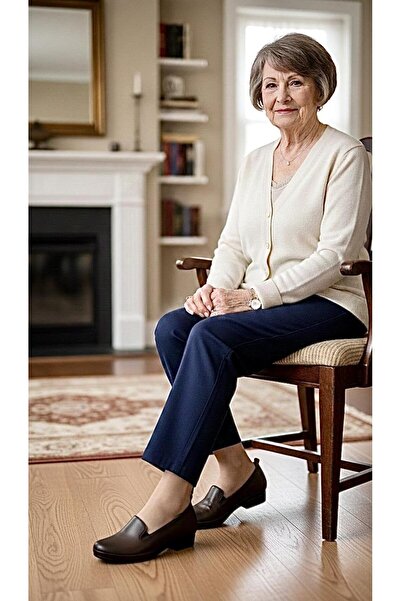 Scavia Rm 282 Genuine Leather Inside and Outside Orthopedic Short Heeled Moth...