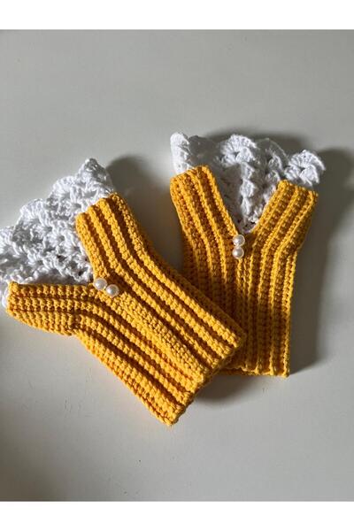 HobiDünyasıElif Vintage Esintili El Örgüsü Parmaksız Eldiven El Emeği