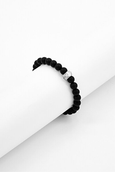 Nautica Men Glass Beaded Stretch Bracelet, Black