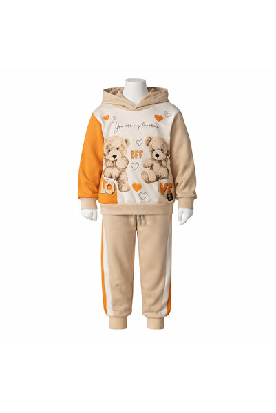 Mamboo Playful Girls' Tracksuit with Teddy Bear Print - 5 years