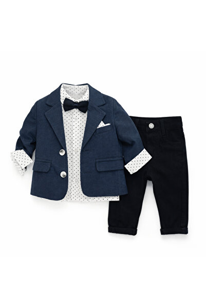 Mamboo Costum bebeluș băiat cu sacou albastru închis - 6/9 luni