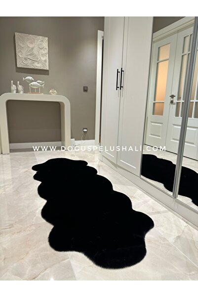 Doğuş Peluş Halı Ultra Soft Siyah Yumuşak Dokulu Peluş Halı Çift Kafa Post