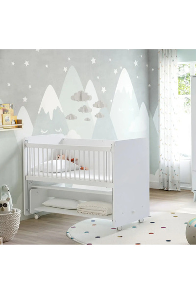 Cozibo Sallanır Tekerlekli Kademeli Anne Yanı Bebek Beşik - Bebek Yatagı - 60...