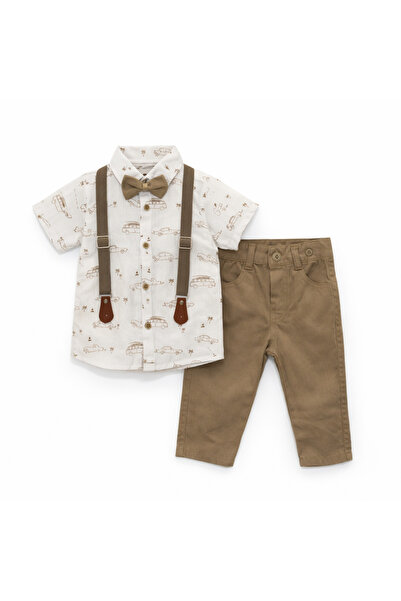 Mamboo Baby boy set, consisting of: bow tie, shirt and shorts with suspenders...
