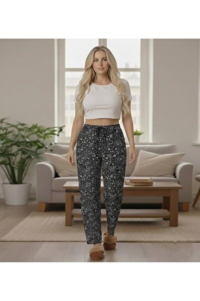 THEBEK Yumoş Velvety Suede Patterned Battal Pajamas Comfortable Fit-Pattern G...