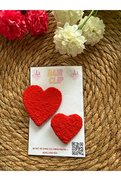 AKBAŞ DESİGN Heart Punch Embroidery Mother Daughter Buckle Set