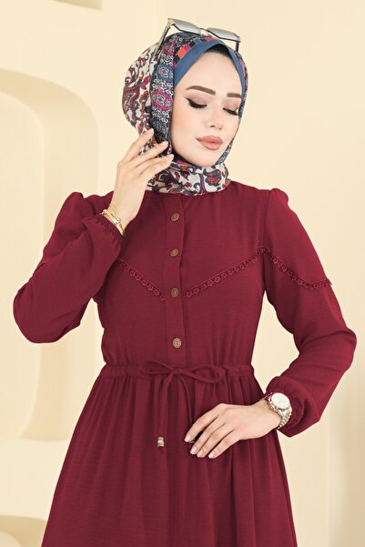 ModaMerve Motif Detaylı Aerobin Elbise 6601ORG1169-MS Bordo