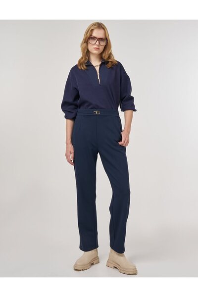Kayra Παντελόνι με μεταλλικές αγκράφες στο τελείωμα του πόδι, σκούρο μπλε ναυ...