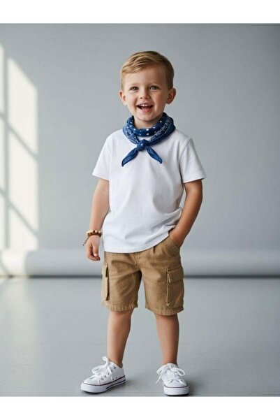 Zekids Baby Boy Cotton Linen Fabric Cargo Pocket Shorts