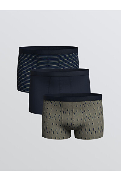 LC Waikiki MG TRENDEN Ναυτικό μπλε βαμβακερό εύκαμπτο ανδρικό μποξεράκι 3 τεμ...