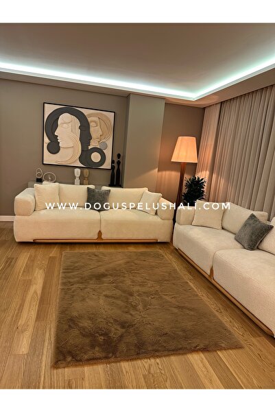 Doğuş Peluş Halı Ultra Soft Kahverengi Yumuşak Dokulu Peluş Halı Dikdörtgen