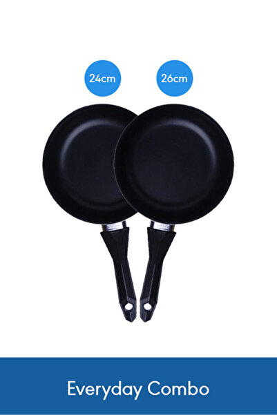 Saif Plus Non-Stick Frying Pan Duo Set 24 & 26 cm – Red Family Sizes for Smoo...