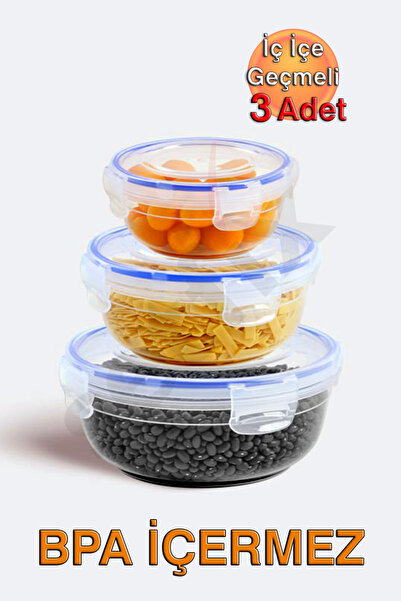 Dünya Plastik Lock&Fresh Sealed Round Storage Container (400, 800, 1350ml) (S...