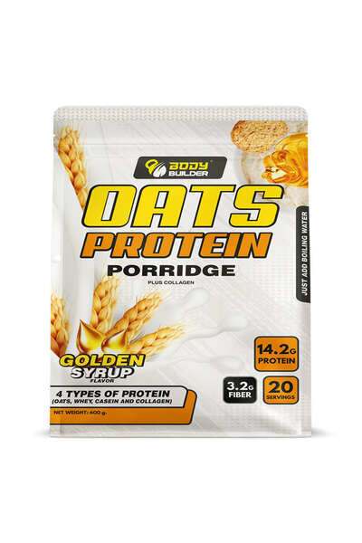 Body Builder عصيدة الشوفان الغنية بالبروتين والكولاجين، 600 غرام، 14.2 غرام ب...