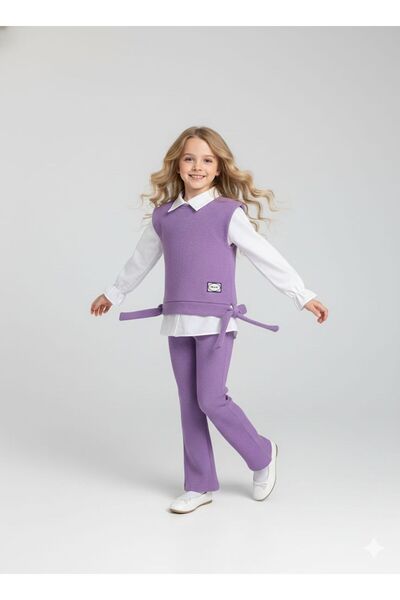 Erzani Kids Κοριτσίστικο Στυλάτο Καθημερινό Γιλέκο Παντελόνι Λευκό Πουκάμισο ...