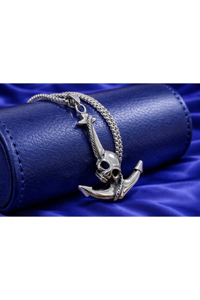 voyageaccessory Stainless Steel Skull Anchor Model Men's Necklace
