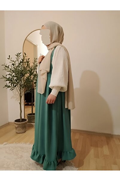 settare Lâl Su Fırfır Uçlu Jile Elbise