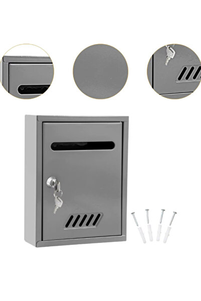 OEM Metal Outdoor Mailbox with Key Lock, Weatherproof, Gray