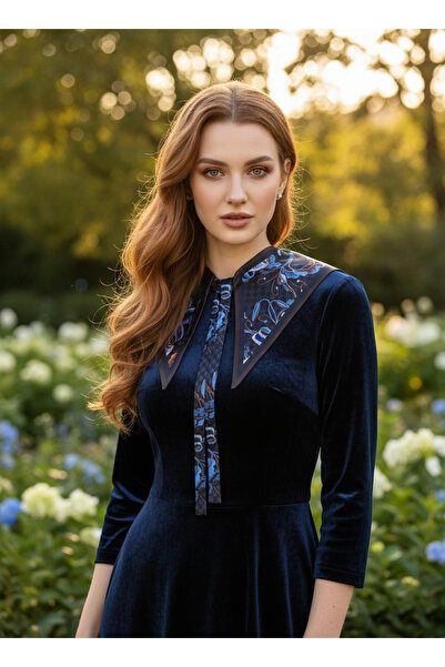 josef mariyy Geometrik ve Çiçek Desenli Modern Fular-Şal