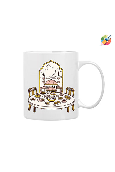 CERCİBAZAAR Ramadan Feast Themed Special Design Mug – Eid Gift Porcelain Mug