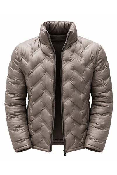 Avni Ceylan Men's Laser Print Patterned Premium Stand Collar Puffer Coat