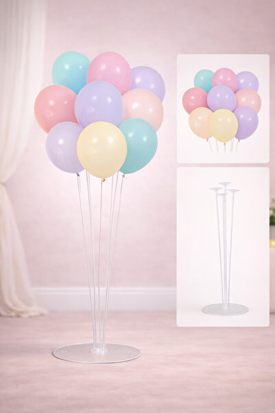 Işıltı Balon Dükkanı حامل بالونات مكون من 7 قطع ومجموعة بالونات مكونة من 12 ق...