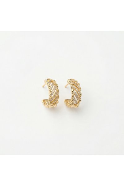 AccessoriesCınCık Steel Earrings Gold Color Zircon Stone Detailed Women's Earrings