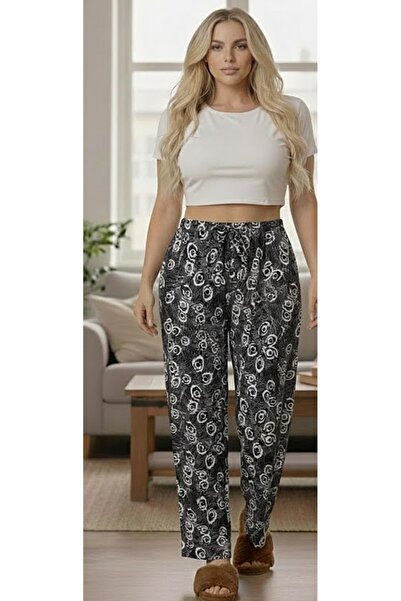 THEBEK Yumoş Velvety Suede Patterned Battal Pajamas Comfortable Fit-Pattern G...