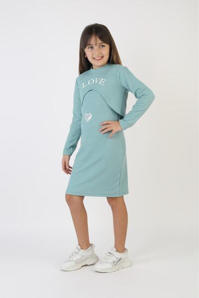 Erzani Kids فستان بيلرو كارديجان أنيق للفتيات مزين بتفاصيل حجرية على شكل قلب،...