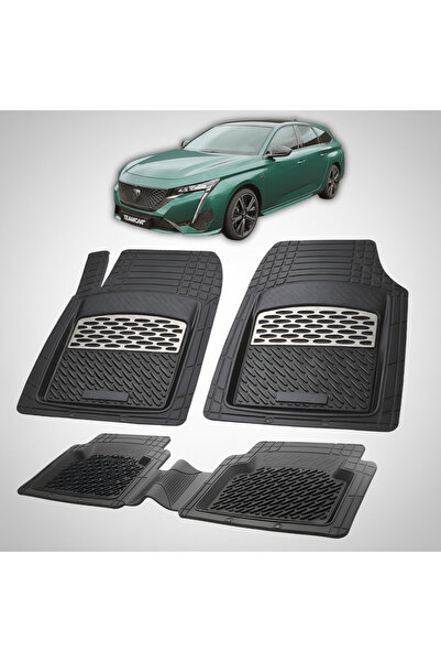 TEAMCAR Πατάκια αυτοκινήτου τύπου δίσκου συμβατά με Peugeot 308 III SW - Ασημί