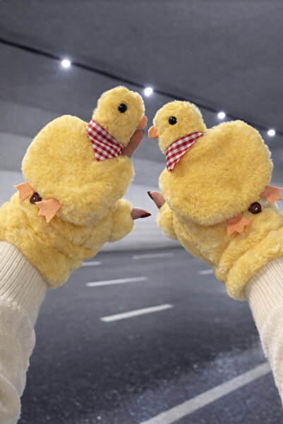 MD Moda Accessories Cute Duck Figured Plush Gloves – Winter, Soft and Warm Gl...